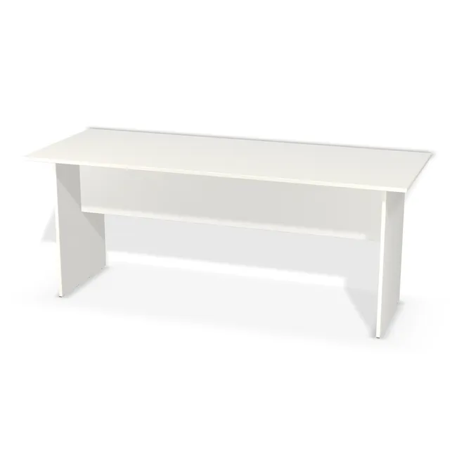 Korpus: Biały klasyczny (W960, SM, 18 mm), Materiał blendy: Blenda z płyty jak korpus, Wybrane obrzeże: Domyślne (w kolorze płyty), Szerokość: 180 cm, Wysokość: 72 cm, Głębokość: 70 cm, Wys. środkowej blendy: 35 cm, Wysunięcie blatu po lewej: 10 cm, Wysunięcie blatu po prawej: 10 cm, Wysunięcie blatu z przodu: 10 cm, Wysunięcie blatu z tyłu: 10 cm, Przepusty: Brak, Obrzeże korpusu: 2,0 mm
