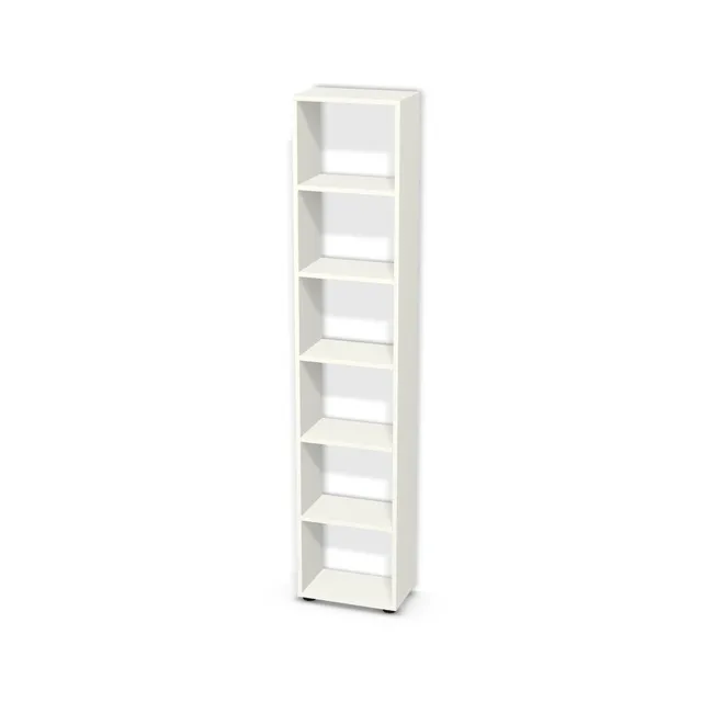 Korpus: Biały premium (W1000, ST9), Przednie i tylne krawędzie: Domyślne (w kolorze korpusu) (W1000, ST9), Szerokość: 40 cm, Wysokość: 193 cm, Wysokość z nóżkami: 194,9 cm, Głębokość: 24 cm, Liczba rzędów: 6 rzędów, Liczba kolumn: 1 kolumna, Typ podstawy: Nóżki (wg wyboru), Obrzeże korpusu: 0,8 mm