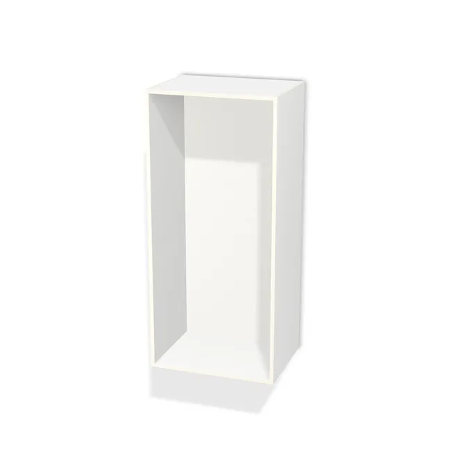 Korpus: Biel Alpejska (WU8685, BS), Materiał pleców: Plecy z płyty HDF 3 mm (biała), Szerokość: 60 cm, Wysokość: 131 cm, Głębokość: 44 cm, Głębokość z frontem: 45,8 cm, Typ wieńca górnego: Wieniec górny wpuszczany, Drzwi: Bez frontów - nawierty pod prowadniki lewe, Liczba półek: Bez półek, System domyku: Otwieranie naciskiem (Tip-On), Zawieszki: Zawieszki Camar (Premium Camar), Zawiasy: Blum ClipTop 110 bez sprężyny (Premium), Uchwyty: Brak uchwytów i brak nawiertów (Brak uchwytów), Obrzeże korpusu: 0,8 mm, Wycięcie HDF: Wycięcie pod zawieszki