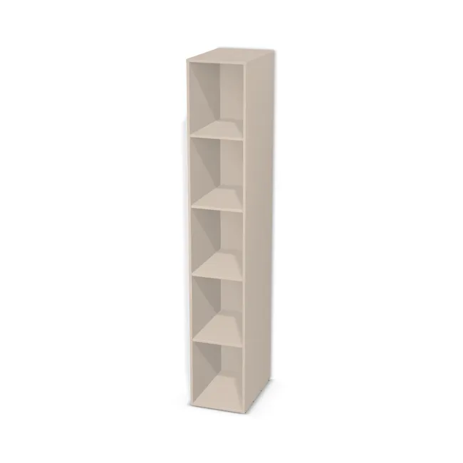 Korpus: Kaszmir (U702, ST9), Materiał pleców: Plecy z płyty jak korpus, Szerokość: 40 cm, Wysokość: 240 cm, Głębokość: 60 cm, Liczba półek: 4 półki, Rozmieszczenie półek: Rozmieszczenie symetryczne półek, Typ podstawy: Brak (tylko ślizgacze), Podpórki półek: Podpórki Kuadro z zabezpieczeniem (typ 2) (Premium / z zabezp.), Obrzeże korpusu: 2,0 mm