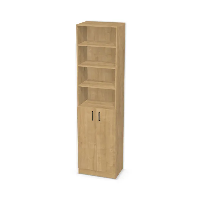 Front: Dąb Hamilton naturalny (H3303, ST10) Usłojenie Pionowe, Korpus: Dąb Hamilton naturalny (H3303, ST10), Usłojenie frontu: Pionowe, Materiał pleców: Plecy z płyty jak korpus, Szerokość: 60 cm, Wysokość: 220 cm, Wysokość z cokołem: 230 cm, Głębokość: 40 cm, Głębokość z frontem: 41,8 cm, Wys. części dolnej: 100 cm, Drzwi: 2 fronty - lewy i prawy, Liczba półek na górze: 3 półki, Liczba półek na dole: 2 półki, Rozmieszczenie półek: Własne ustawienie, Typ podstawy: Cokół 10 cm, System domyku: Otwieranie uchwytem, Zawiasy: Blum Clip 100 (Optimum), Uchwyty: Uchwyt U 0056 - czarny mat / rozstaw 128 mm (Uchwyt 0056 128 mm), Podpórki półek: Podpórki półki fi 5 mm (Basic / ruchome), Obrzeże korpusu: 0,8 mm, Obrzeże frontu: 0,8 mm, Rozmieszczenie uchwytów: Pionowo (góra frontu 50 mm, bok 50 mm), Rodzaj: Zabudowa szeregowa