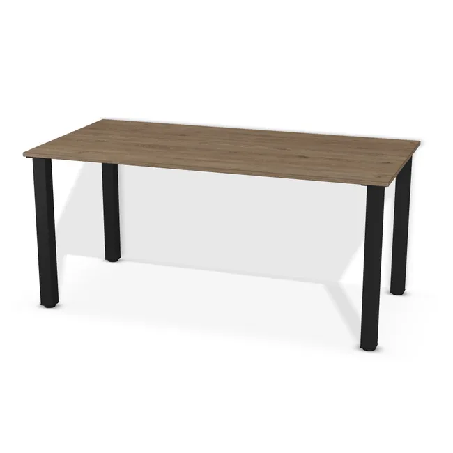 Blat: Dąb Davos truflowy (H3133, ST12, 18mm), Szerokość: 160 cm, Głębokość: 80 cm, Przepusty: Brak, Nóżki: Noga stołu kwadratowa 71cm Czarna (Rejs Kwadr. 60x60), Obrzeże blatu: 2,0 mm