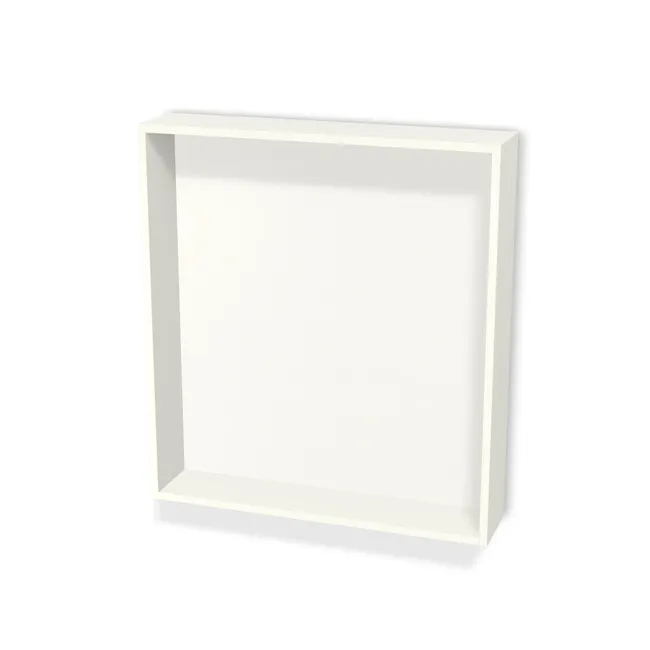 Korpus: Biały premium (W1000, ST9), Materiał pleców: Plecy z płyty HDF 3 mm (biała), Szerokość: 79,7 cm, Wysokość: 87,3 cm, Głębokość: 16,8 cm, Głębokość z frontem: 18,6 cm, Typ wieńca górnego: Wieniec górny wpuszczany, Drzwi: Bez frontów, Liczba półek: Bez półek, System domyku: Otwieranie uchwytem, Zawieszki: Zawieszki Wurth (Premium Wurth), Zawiasy: Dobór we własnym zakresie (Brak), Uchwyty: Brak uchwytów i brak nawiertów (Brak uchwytów), Obrzeże korpusu: 0,8 mm, Wycięcie HDF: Bez wycięcia