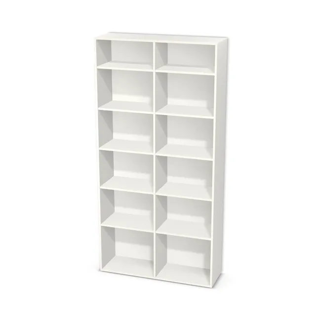 Korpus: Biały klasyczny (W960, SM), Materiał pleców: Plecy z płyty HDF 3 mm (biała), Szerokość: 112,4 cm, Wysokość: 225,8 cm, Głębokość: 34,5 cm, Szer. części lewej: 56,2 cm, Układ mebla: Po lewej półki, po prawej półki, Drzwi: Bez frontów, Liczba półek: 5 półek, Rozmieszczenie półek: Własne ustawienie, Typ podstawy: Brak (tylko ślizgacze), System domyku: Otwieranie uchwytem, Zawiasy: Dobór we własnym zakresie (Brak), Uchwyty: Brak uchwytów i brak nawiertów (Brak uchwytów), Podpórki półek: Podpórki półki fi 5 mm (Basic / ruchome), Obrzeże korpusu: 0,8 mm