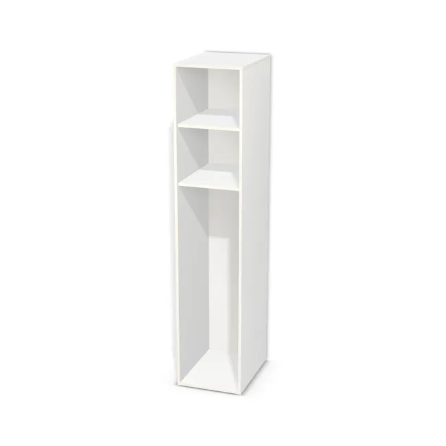 Korpus: Biel Alpejska (WU8685, BS), Materiał pleców: Plecy z płyty HDF 3 mm (biała), Szerokość: 43,6 cm, Wysokość: 210 cm, Głębokość: 57 cm, Drzwi: Bez frontów - nawierty pod prowadniki lewe, Liczba półek: 2 półki, Rozmieszczenie półek: Własne ustawienie, Typ podstawy: Brak (tylko ślizgacze), System domyku: Otwieranie uchwytem, Zawiasy: Blum ClipTop 110 cichy domyk (Premium), Uchwyty: Brak uchwytów i brak nawiertów (Brak uchwytów), Podpórki półek: Podpórki półki fi 5 mm (Basic / ruchome), Obrzeże korpusu: 0,8 mm, Rodzaj: Zabudowa szeregowa