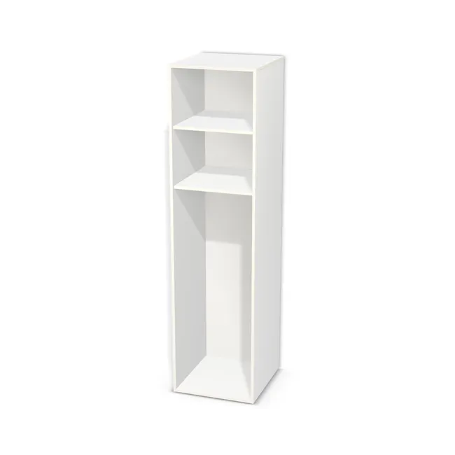 Korpus: Biel Alpejska (WU8685, BS), Materiał pleców: Plecy z płyty HDF 3 mm (biała), Szerokość: 54 cm, Wysokość: 210 cm, Głębokość: 57 cm, Drzwi: Bez frontów - nawierty pod prowadniki prawe, Liczba półek: 2 półki, Rozmieszczenie półek: Własne ustawienie, Typ podstawy: Brak (tylko ślizgacze), System domyku: Otwieranie uchwytem, Zawiasy: Blum ClipTop 110 cichy domyk (Premium), Uchwyty: Brak uchwytów i brak nawiertów (Brak uchwytów), Podpórki półek: Podpórki półki fi 5 mm (Basic / ruchome), Obrzeże korpusu: 0,8 mm, Rodzaj: Zabudowa szeregowa
