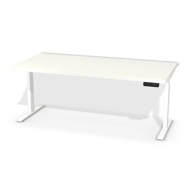 Blat: Biały alpejski (W1100, ST9, 36mm), Szerokość: 170 cm, Głębokość: 80 cm, Kształt blatu: Blat prostokątny, Układ kontrolera: Kontroler po prawej stronie, Pozycja kontrolera (od krawędzi blatu): 6 cm, Przepusty: Lewy róg - środek - prawy róg, Kolor przepustu: Przepust Kablowy z Plastiku fi 80 Biały (Plastik 80 Biały), Stelaż: Stelaż elektryczny do biurka FUTURO II (625-1275 mm) biały (Futuro II Stelaż Biały), Obrzeże blatu: 2,0 mm