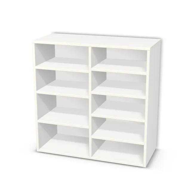 Korpus: Biel Alpejska (WU8685, BS), Przednie krawędzie: W innym kolorze (W908, SM), Materiał pleców: Plecy z płyty jak korpus, Szerokość: 82 cm, Wysokość: 82 cm, Głębokość: 35 cm, Głębokość z frontem: 36,8 cm, Szerokość: 42 cm, Liczba półek po lewej: 3 półki, Liczba półek po prawej: 4 półki, Rozmieszczenie półek: Własne ustawienie, Typ podstawy: Brak (tylko ślizgacze), Podpórki półek: Podpórki Kuadro z zabezpieczeniem (typ 2) (Premium / z zabezp.), Obrzeże korpusu: 0,8 mm, Obrzeże frontu: 2,0 mm, Rozmieszczenie uchwytów: Pionowo (środek frontu, bok 50 mm)