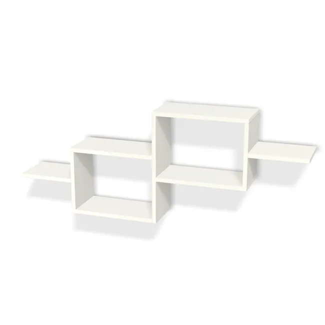 Korpus: Biały premium (W1000, ST9), Szerokość: 80 cm, Wymiar całkowity: 130 cm, Wysokość: 50 cm, Głębokość: 20 cm, Szerokość lewego modułu: 39,5 cm, Wysokość lewego modułu: 30,6 cm, Wysokość prawego modułu: 30,6 cm, Szerokość półki po lewej: 25 cm, Szerokość półki po prawej: 25 cm, Obrzeże korpusu: 0,8 mm