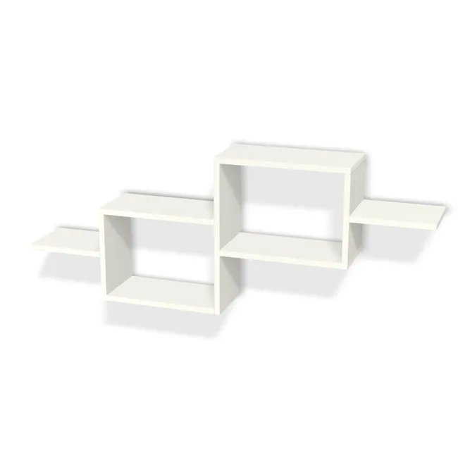 Korpus: Biały premium (W1000, ST9), Szerokość: 80 cm, Wymiar całkowity: 130 cm, Wysokość: 50 cm, Głębokość: 20 cm, Szerokość lewego modułu: 39,5 cm, Wysokość lewego modułu: 30,6 cm, Wysokość prawego modułu: 30,6 cm, Szerokość półki po lewej: 25 cm, Szerokość półki po prawej: 25 cm, Obrzeże korpusu: 0,8 mm