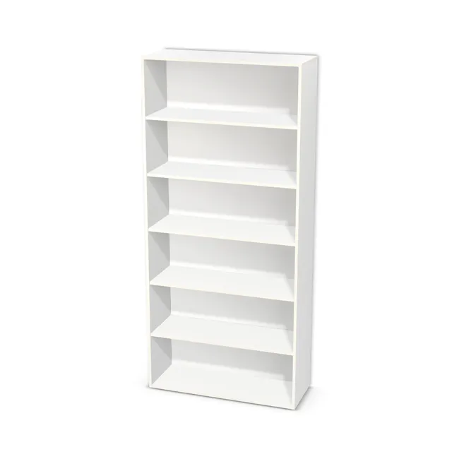 Korpus: Biel Alpejska (WU8685, BS), Materiał pleców: Plecy z płyty jak korpus, Szerokość: 100 cm, Wysokość: 218 cm, Głębokość: 37 cm, Liczba półek: 5 półek, Rozmieszczenie półek: Rozmieszczenie symetryczne półek, Typ podstawy: Brak (tylko ślizgacze), Podpórki półek: Podpórki Kuadro z zabezpieczeniem (typ 2) (Premium / z zabezp.), Obrzeże korpusu: 0,8 mm