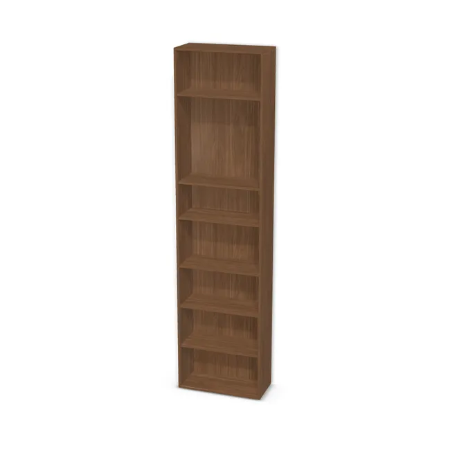 Korpus: Orzech Lincoln (H1714, ST19), Materiał pleców: Plecy z płyty jak korpus, Szerokość: 63 cm, Wysokość: 250 cm, Głębokość: 29 cm, Liczba półek: 6 półek, Rozmieszczenie półek: Własne ustawienie, Typ podstawy: Brak (tylko ślizgacze), Podpórki półek: Podpórki Kuadro z zabezpieczeniem (typ 2) (Premium / z zabezp.), Obrzeże korpusu: 2,0 mm, Rodzaj: Zabudowa szeregowa