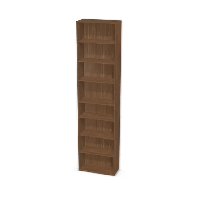 Korpus: Orzech Lincoln (H1714, ST19), Materiał pleców: Plecy z płyty jak korpus, Szerokość: 63 cm, Wysokość: 250 cm, Głębokość: 29 cm, Liczba półek: 7 półek, Rozmieszczenie półek: Własne ustawienie, Typ podstawy: Brak (tylko ślizgacze), Podpórki półek: Podpórki Kuadro z zabezpieczeniem (typ 2) (Premium / z zabezp.), Obrzeże korpusu: 2,0 mm, Rodzaj: Zabudowa szeregowa