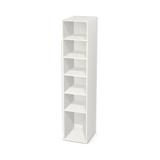 Korpus: Biały klasyczny (W960, SM), Materiał pleców: Plecy z płyty jak korpus, Szerokość: 50 cm, Wysokość: 244 cm, Głębokość: 60,5 cm, Liczba półek: 5 półek, Rozmieszczenie półek: Własne ustawienie, Typ podstawy: Brak (tylko ślizgacze), Podpórki półek: Podpórki półki fi 5 mm (Basic / ruchome), Obrzeże korpusu: 0,8 mm
