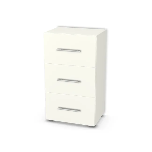 Szafka pod umywalkę z 3 szufladami - stojąca bez blendy na wymiar. Blat: Biały premium (W1000, ST9, 18mm), Front: Biały premium (W1000, ST9), Korpus: Biały premium (W1000, ST9). Dopasuj wymiary online. Realizacja: 3 dni roboczych.