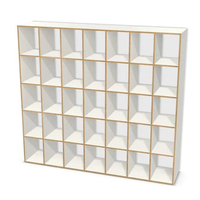 Korpus: Biały premium (W1000, ST9), Przednie i tylne krawędzie: W innym kolorze (H8912, ST10), Szerokość: 220 cm, Wysokość: 200 cm, Głębokość: 45 cm, Liczba rzędów: 5 rzędów, Liczba kolumn: 7 kolumn, Typ podstawy: Brak, Obrzeże korpusu: 0,8 mm