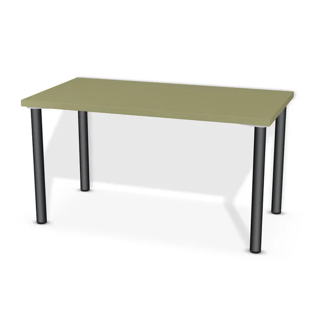 Blat: Zielony oliwkowy (U640, ST9, 36mm), Szerokość: 140 cm, Głębokość: 73 cm, Przepusty: Brak, Nóżki: Noga metalowa NOVA fi60 71cm Czarny Mat (Amix AN-710), Obrzeże blatu: 2,0 mm