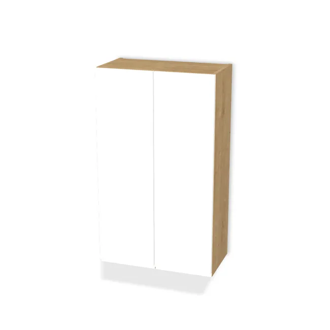 Szafka wisząca standardowa na wymiar. Front: Lakier BIALY połysk (Biały), Korpus: Dąb Hamilton naturalny (H3303, ST10). Dopasuj wymiary online. Realizacja: 3 dni roboczych.