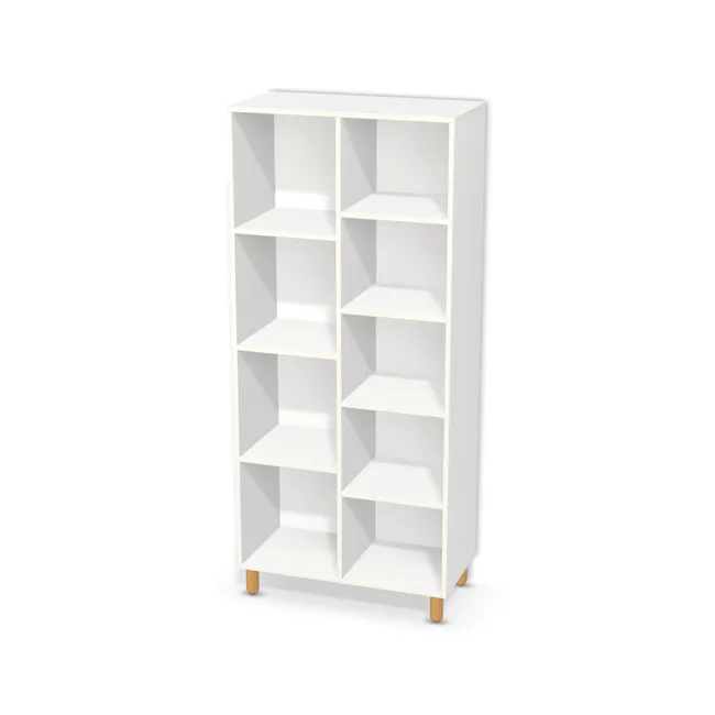 Korpus: Biel Alpejska (WU8685, SMK), Przednie krawędzie: W innym kolorze (W908, SM), Materiał pleców: Plecy z płyty jak korpus, Szerokość: 80 cm, Wysokość: 170 cm, Wysokość z nóżkami: 181 cm, Głębokość: 40 cm, Głębokość z frontem: 41,8 cm, Szerokość: 40 cm, Liczba półek po lewej: 3 półki, Liczba półek po prawej: 4 półki, Rozmieszczenie półek: Własne ustawienie, Typ podstawy: Nóżki (wg wyboru), Nóżki: Noga meblowa drewniana 10cm walec (Drewniana 10cm walec), Podpórki półek: Podpórki Kuadro z zabezpieczeniem (typ 2) (Premium / z zabezp.), Obrzeże korpusu: 0,8 mm, Obrzeże frontu: 2,0 mm, Rozmieszczenie uchwytów: Pionowo (środek frontu, bok 50 mm)