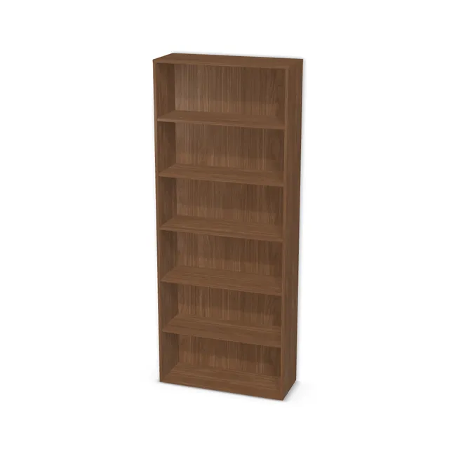 Korpus: Orzech Lincoln (H1714, ST19), Materiał pleców: Plecy z płyty jak korpus, Szerokość: 80 cm, Wysokość: 200 cm, Głębokość: 30 cm, Liczba półek: 5 półek, Rozmieszczenie półek: Rozmieszczenie symetryczne półek, Typ podstawy: Brak (tylko ślizgacze), Podpórki półek: Podpórki Kuadro z zabezpieczeniem (typ 2) (Premium / z zabezp.), Obrzeże korpusu: 0,8 mm