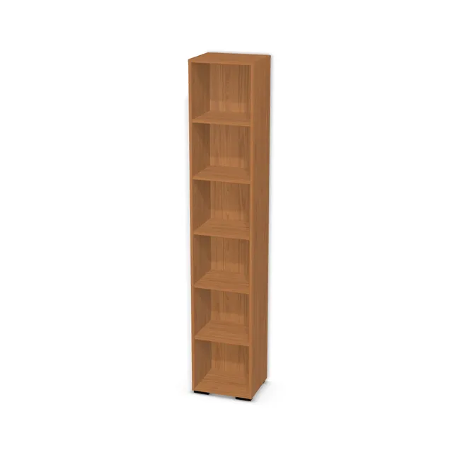 Korpus: Wiśnia Locarno (H1636, ST12), Materiał pleców: Plecy z płyty jak korpus, Szerokość: 40 cm, Wysokość: 210 cm, Wysokość z nóżkami: 212 cm, Głębokość: 33 cm, Liczba półek: 5 półek, Rozmieszczenie półek: Rozmieszczenie symetryczne półek, Typ podstawy: Nóżki (wg wyboru), Nóżki: Nóżka prostokątna K160 - czarny mat / wys. 2 cm (Prostokątna K160), Podpórki półek: Podpórki Kuadro z zabezpieczeniem (typ 2) (Premium / z zabezp.), Obrzeże korpusu: 0,8 mm