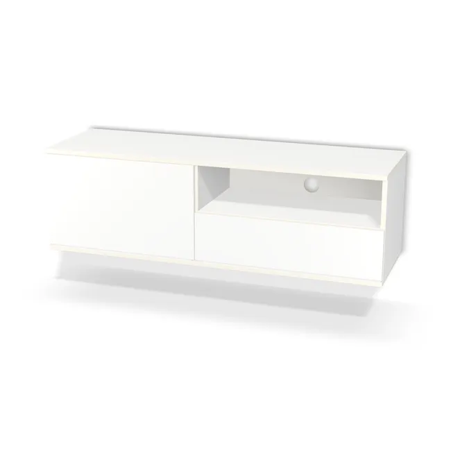 Front: Biel Alpejska (WU8685, BS), Korpus: Biel Alpejska (WU8685, BS), Materiał pleców: Plecy z płyty HDF 3 mm (biała), Szerokość: 130 cm, Wysokość: 40 cm, Głębokość: 38 cm, Głęb. całkowita: 40 cm, Szer. części z szufladą: 70 cm, Wys. na szuflady: 17 cm, Fronty: Fronty - drzwi lewe, fronty szuflad, Liczba szuflad: 1 szuflada, Liczba półek: 1 półka, System domyku: Otwieranie naciskiem (Tip-On + Hamulec Blumotion), Przepust kablowy: Przepust po prawej, Prowadnice szuflad: Blum Movento Tip-on Blumotion (Premium Blum), Zawieszki: Zawieszki Wurth (Premium Wurth), Zawiasy: Blum ClipTop 110 bez sprężyny (Premium), Uchwyty: Brak uchwytów i brak nawiertów (Brak uchwytów), Uchwyty szuflad: Brak uchwytów i brak nawiertów (Brak uchwytów), Podpórki półek: Podpórki Kuadro z zabezpieczeniem (typ 2) (Premium / z zabezp.), Obrzeże korpusu: 0,8 mm, Obrzeże frontu: 0,8 mm