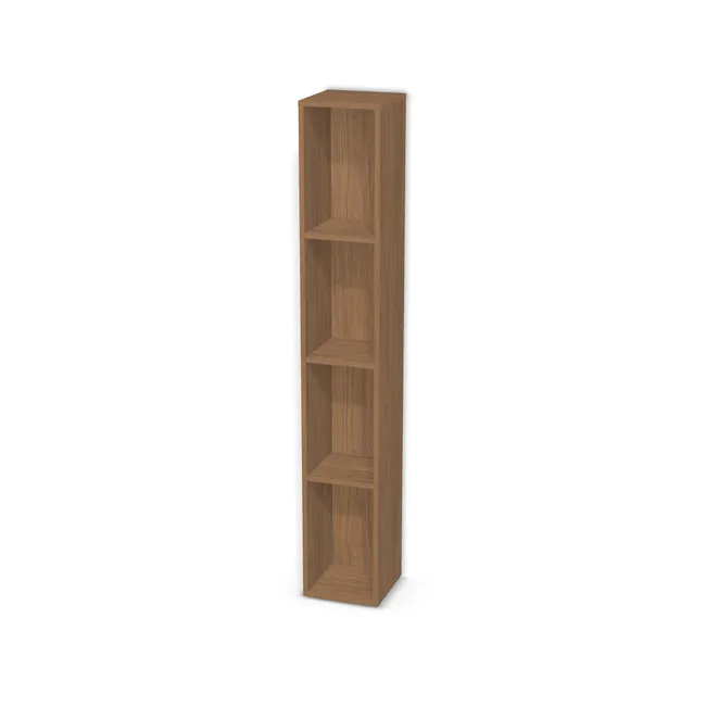 Korpus: Dąb Casella brązowy (H1386, ST40), Materiał pleców: Plecy z płyty jak korpus, Szerokość: 30 cm, Wysokość: 188 cm, Głębokość: 30 cm, Liczba półek: 3 półki, Rozmieszczenie półek: Rozmieszczenie symetryczne półek, Typ podstawy: Brak (tylko ślizgacze), Podpórki półek: Podpórki Kuadro z zabezpieczeniem (typ 2) (Premium / z zabezp.), Obrzeże korpusu: 0,8 mm