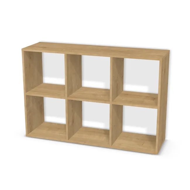 Korpus: Dąb Hamilton naturalny (H3303, ST10), Przednie i tylne krawędzie: W innym kolorze (H3303, ST10), Szerokość: 120 cm, Wysokość: 80 cm, Głębokość: 35 cm, Liczba rzędów: 2 rzędy, Liczba kolumn: 3 kolumny, Typ podstawy: Brak, Obrzeże korpusu: 0,8 mm