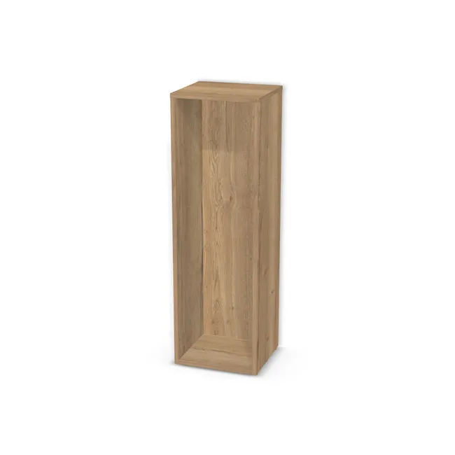 Korpus: Dąb Halifax naturalny (H1180, ST37), Materiał pleców: Plecy z płyty jak korpus, Szerokość: 37 cm, Wysokość: 117 cm, Głębokość: 33 cm, Liczba półek: Bez półek, Typ podstawy: Brak (tylko ślizgacze), Obrzeże korpusu: 0,8 mm