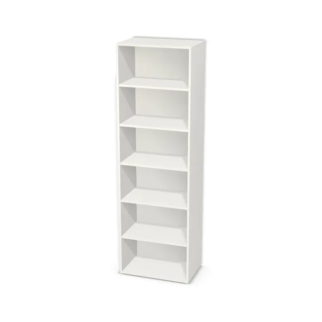 Korpus: Biały klasyczny (W960, ST7), Materiał pleców: Plecy z płyty jak korpus, Szerokość: 64 cm, Wysokość: 205 cm, Głębokość: 40 cm, Liczba półek: 5 półek, Rozmieszczenie półek: Własne ustawienie, Typ podstawy: Brak (tylko ślizgacze), Podpórki półek: Podpórki Kuadro z zabezpieczeniem (typ 2) (Premium / z zabezp.), Obrzeże korpusu: 0,8 mm
