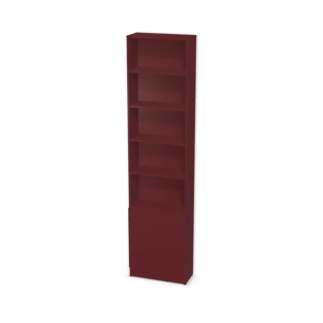 Regał z pojedynczymi drzwiczkami na dole na wymiar. Front: Czerwień granatu (U399, ST9), Korpus: Czerwień granatu (U399, ST9). Dopasuj wymiary online. Realizacja: 3 dni roboczych.