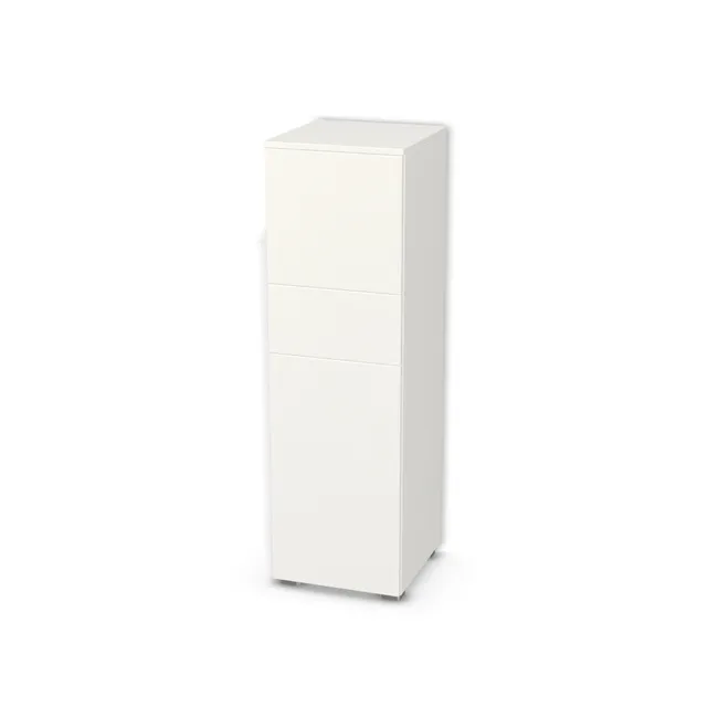 Słupek łazienkowy z szufladą stojacy na wymiar. Front: Biały klasyczny (W960, SM), Korpus: Biały klasyczny (W960, SM). Dopasuj wymiary online. Realizacja: 3 dni roboczych.