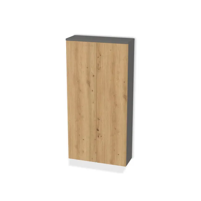 Szafka łazienkowa górna na wymiar. Front: Dąb dziki naturalny (H1318, ST10) Usłojenie Pionowe, Korpus: Onyx szary (U960, ST9). Dopasuj wymiary online. Realizacja: 3 dni roboczych.