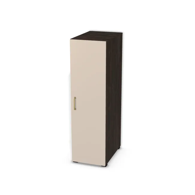 Szafa z półkami i pojedynczymi drzwiami na wymiar. Front: Kaszmir (U702, ST9), Korpus: Dąb Thermo czarnobrązowy (H1199, ST12). Dopasuj wymiary online. Realizacja: 3 dni roboczych.