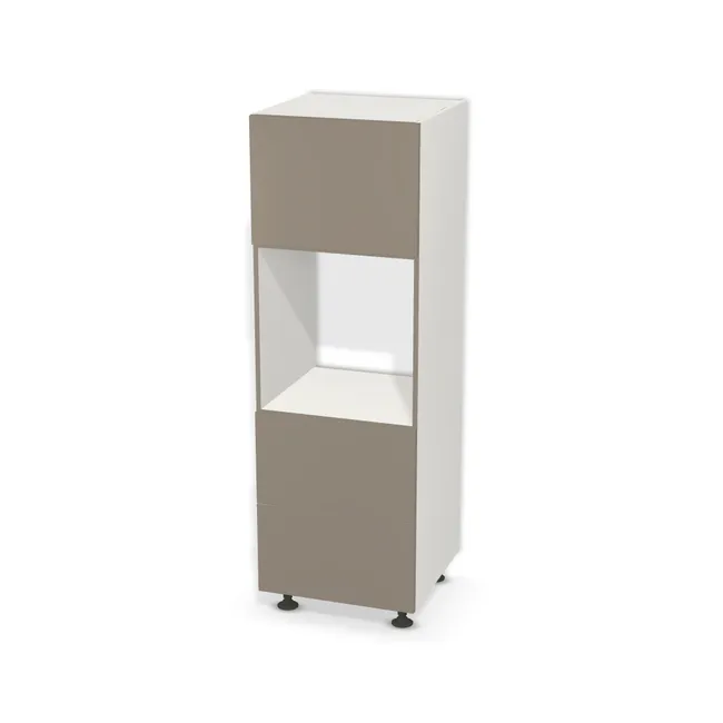 Słupek do zabudowy piekarnika z 2 szufladami na wymiar. Front: Taupe ciemny (U740, ST9), Korpus: Biały klasyczny (W960, SM). Dopasuj wymiary online. Realizacja: 3 dni roboczych.