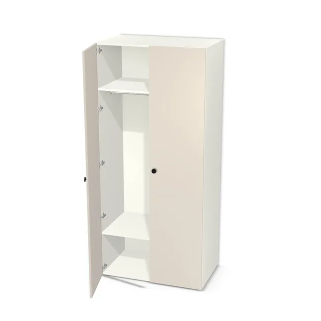 Szafa z podwójnymi drzwiami i drążkiem na wymiar. Front: Szary Angora (U705, ST9), Korpus: Biały premium (W1000, ST9). Dopasuj wymiary online. Realizacja: 3 dni roboczych.