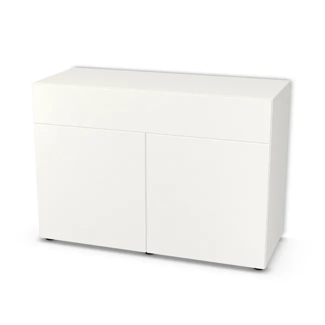 Komoda z szufladą i drzwiami na wymiar. Front: Biały klasyczny (W960, ST7), Korpus: Biały klasyczny (W960, SM). Dopasuj wymiary online. Realizacja: 3 dni roboczych.
