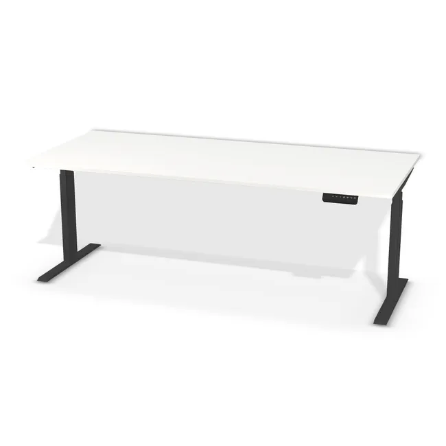 Biurko na stelażu elektrycznym na wymiar. Blat: Biel Alpejska (WU8685, SMK, 18mm). Dopasuj wymiary online. Realizacja: 3 dni roboczych.
