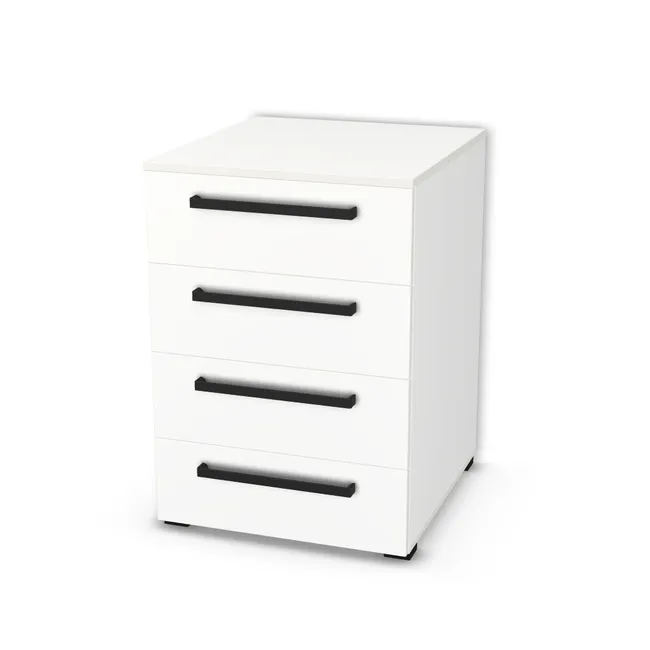 Kontenerek z szufladami (od 1 do 4) na wymiar. Blat: Biel Alpejska (WU8685, SMK, 18mm), Front: Biel Alpejska (WU8685, SMK), Korpus: Biel Alpejska (WU8685, SMK). Dopasuj wymiary online. Realizacja: 3 dni roboczych.