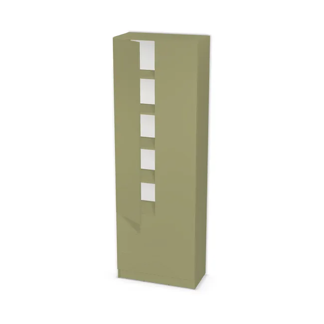 Szafa z szufladami, półkami i podwójnymi drzwiami na wymiar. Front: Zielony oliwkowy (U640, ST9), Korpus: Zielony oliwkowy (U640, ST9). Dopasuj wymiary online. Realizacja: 3 dni roboczych.