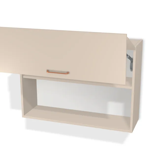 Szafka wisząca z klapą uchylno-składaną na wymiar. Front: Kaszmir (U702, PM), Korpus: Kaszmir (U702, PM). Dopasuj wymiary online. Realizacja: 3 dni roboczych.