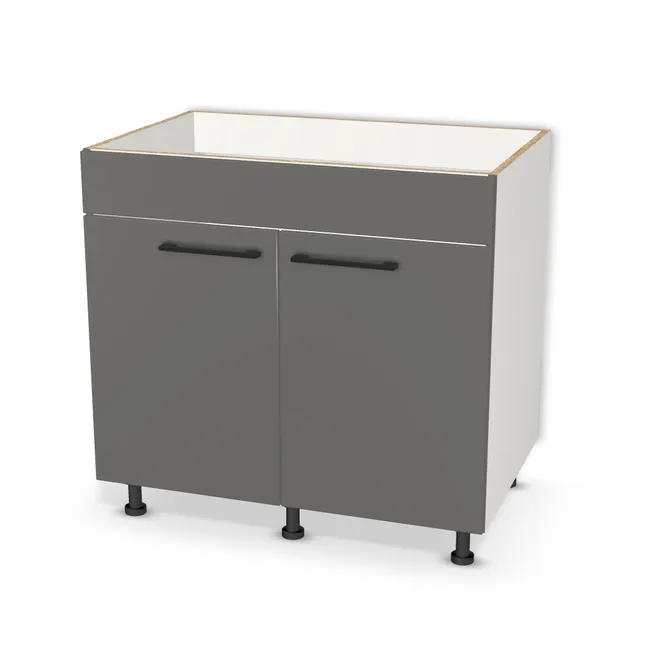 Szafka pod zlewozmywak z blendą na wymiar. Front: Onyx szary (U960, ST9), Korpus: Biały klasyczny (W960, SM). Dopasuj wymiary online. Realizacja: 3 dni roboczych.