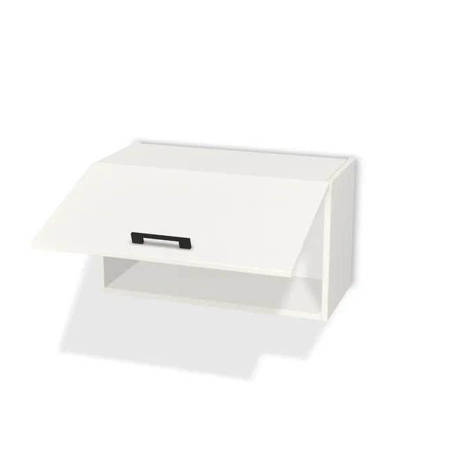 Szafka wisząca z klapą uchylną na wymiar. Front: Biały klasyczny (W960, SM), Korpus: Biały klasyczny (W960, SM). Dopasuj wymiary online. Realizacja: 3 dni roboczych.