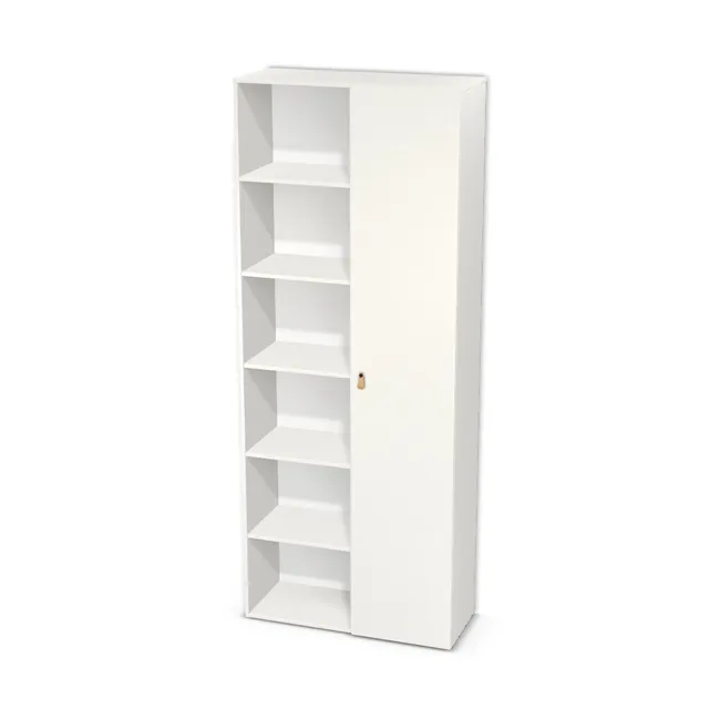 Regał dwudzielny z frontem w prawej części na wymiar. Front: Biały klasyczny (W960, SM), Korpus: Biały klasyczny (W960, SM). Dopasuj wymiary online. Realizacja: 3 dni roboczych.