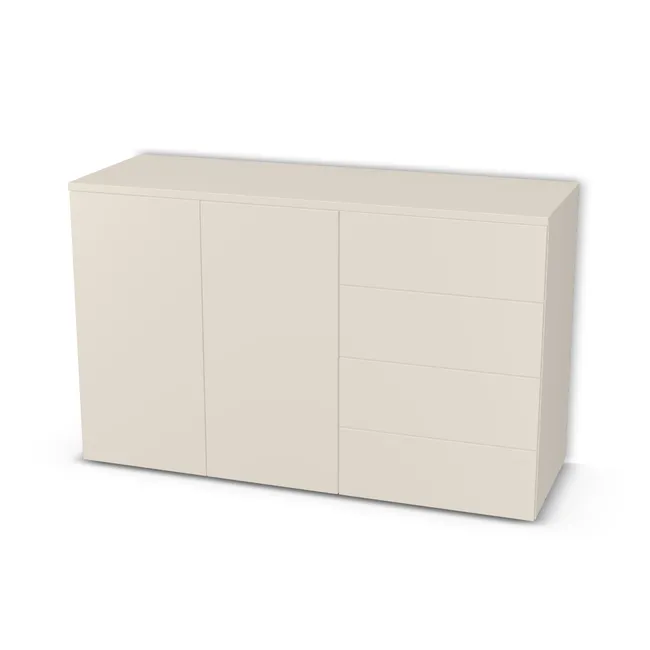 Komoda 2 segmenty z szufladami i drzwiami na wymiar. Front: Szary Angora (U705, ST9), Korpus: Szary Angora (U705, ST9). Dopasuj wymiary online. Realizacja: 3 dni roboczych.