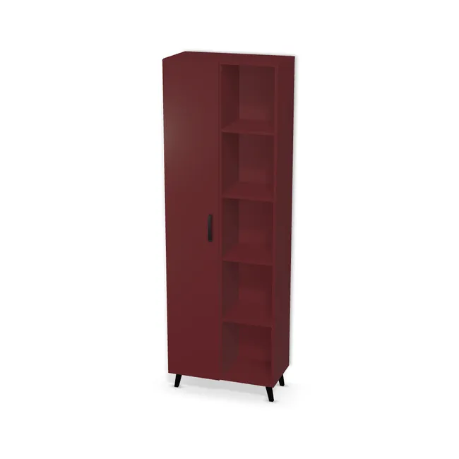 Regał dwudzielny z frontem w lewej części na wymiar. Front: Czerwień granatu (U399, ST9), Korpus: Czerwień granatu (U399, ST9). Dopasuj wymiary online. Realizacja: 3 dni roboczych.
