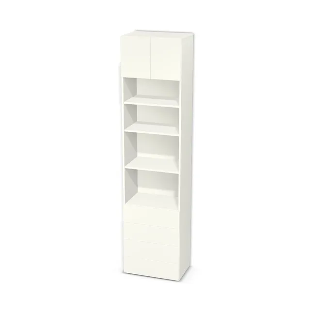 Regał z szufladami na dole i drzwiami na górze na wymiar. Front: Biały premium (W1000, ST9), Korpus: Biały premium (W1000, ST9). Dopasuj wymiary online. Realizacja: 3 dni roboczych.