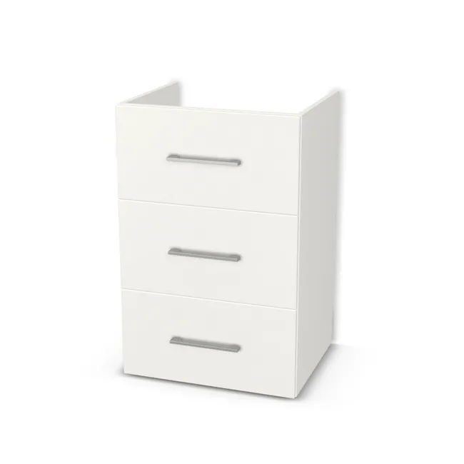 Szafka pod umywalkę z 3 szufladami - stojąca bez blendy na wymiar. Front: Biały klasyczny (W960, SM), Korpus: Biały klasyczny (W960, SM). Dopasuj wymiary online. Realizacja: 3 dni roboczych.