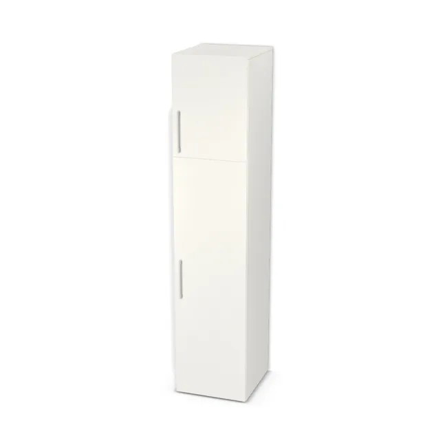 Szafa z nadstawką, półkami i pojedynczymi drzwiami na wymiar. Front: Biały klasyczny (W960, SM), Korpus: Biały klasyczny (W960, SM). Dopasuj wymiary online. Realizacja: 3 dni roboczych.