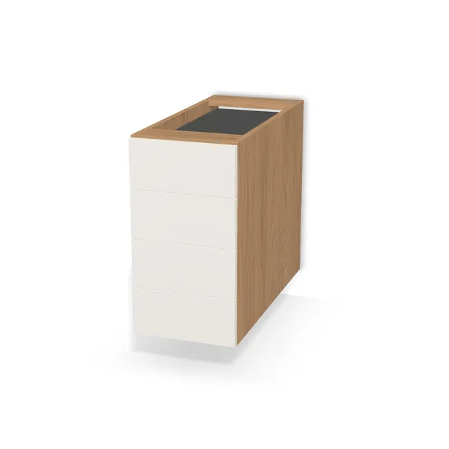 Szafka dolna z 4 szufladami na wymiar. Front: Lakier S 1002-Y20R matowy (U216), Korpus: Dąb Casella naturalny (H1385, ST40). Dopasuj wymiary online. Realizacja: 3 dni roboczych.